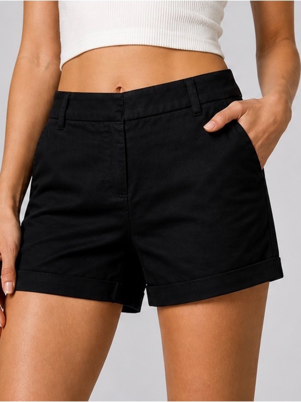 Mossimo Supply Co. Black Cuffed Mid-Rise Shorts